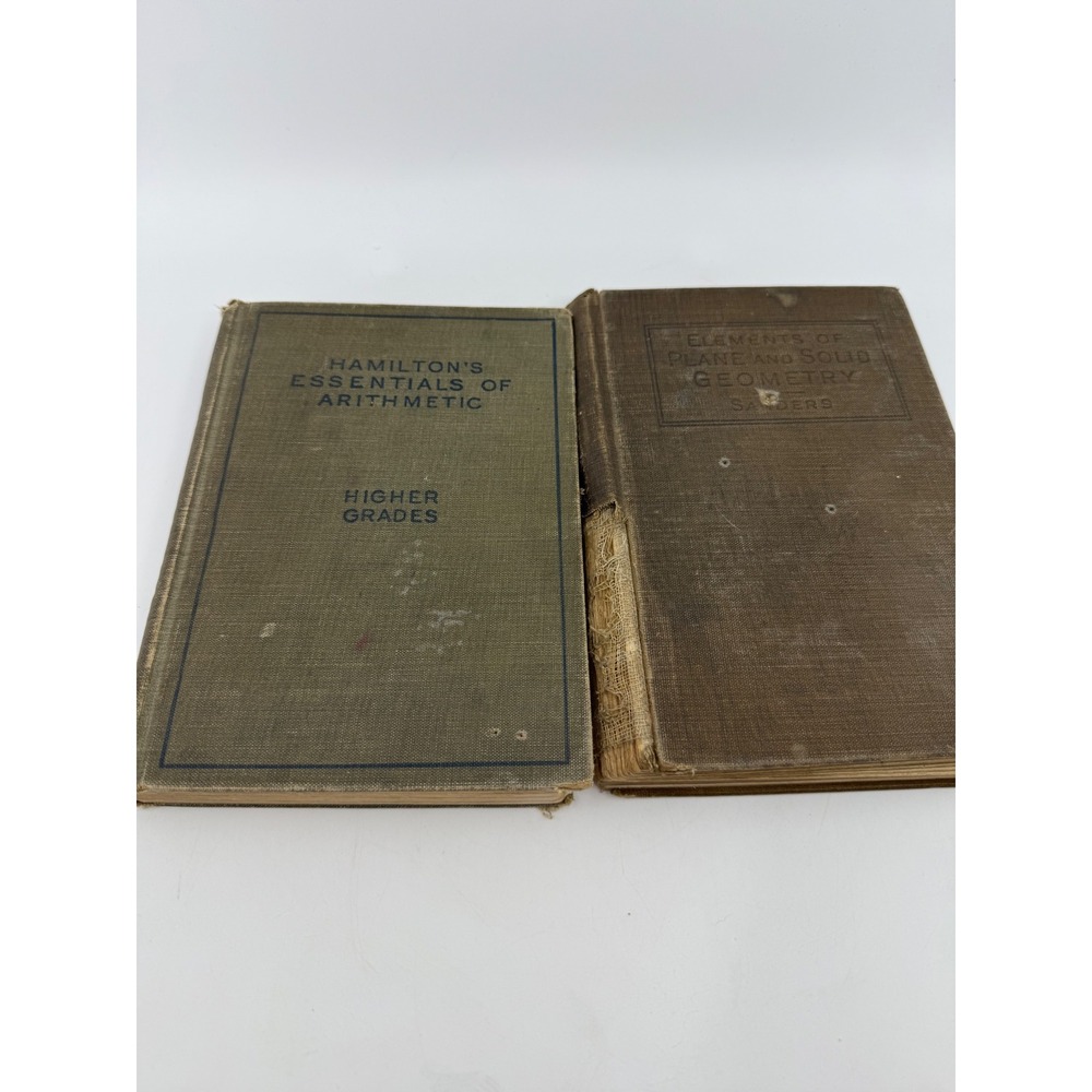 Veg Math Textbook Lot Hamilton Arithmetic 1927 Sanders Geometry 1901 Destroyed